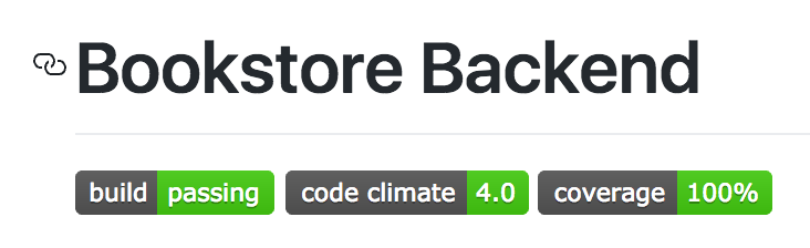 Badges on the bookstore-backend GitHub page